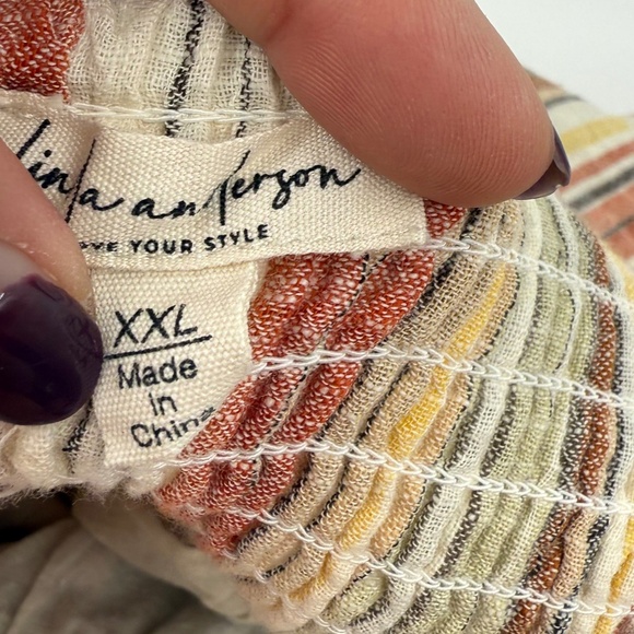 Linda Anderson Dress Women XXL Multicolor Sleeveless Stripe Tiered Maxi House - Picture 10 of 15